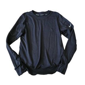Nike DRI-FIT Activewear Top Women Small Black Crew Neck Athletic‎ Long Sleeve